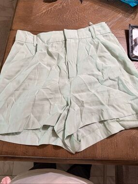 Zara High-Waist Light Mint Green Women's Shorts